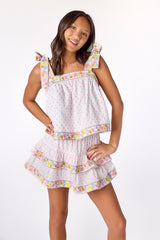 Luca Embroidered Top Floral Pastel