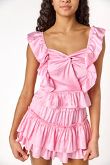 Willow Satin Mini Skirt Peony Pink