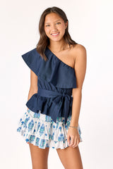 Piper Peplum Top Navy