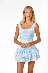 Gemma Square Neck Top Toile Print