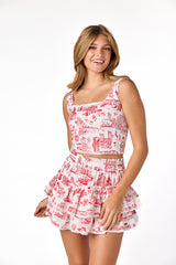 Gemma Square Neck Top Toile Print