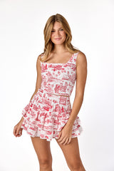 Gemma Square Neck Top Toile Print