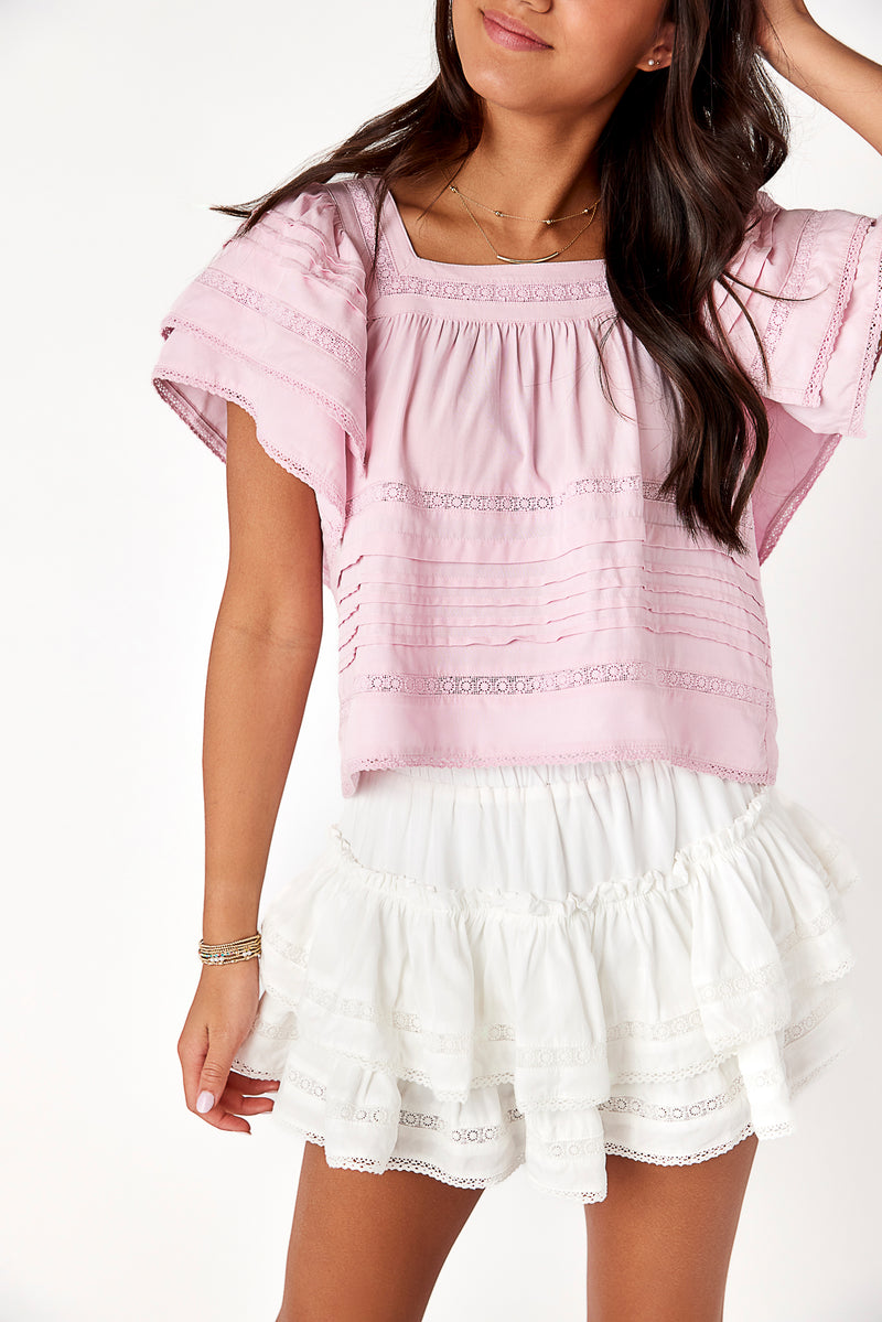 Lily Lace Top Pastel Pink