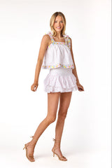 Luca Embroidered Top Floral Pastel