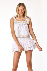 Luca Embroidered Top Floral Pastel