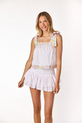 Luca Embroidered Top Floral Pastel