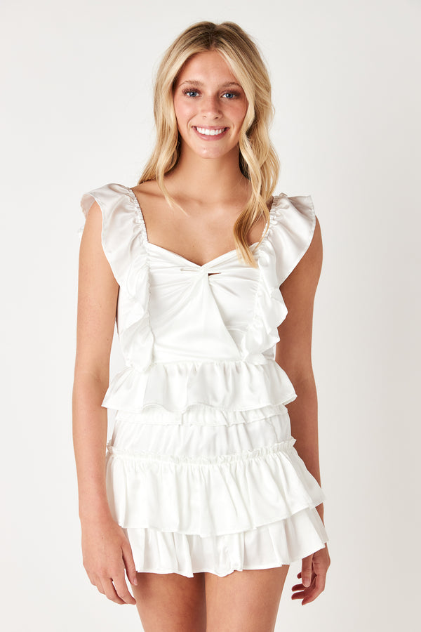 Willow Satin Mini Skirt White