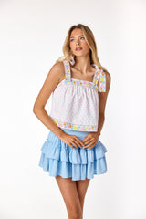 Luca Embroidered Top Floral Pastel