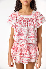Lily Top Italian Toile Red