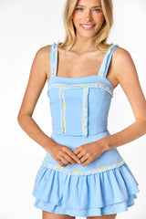 Celeste Fringe Top Blue