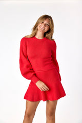Ellody Knit Skirt Red
