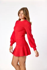 Ellody Knit Skirt Red