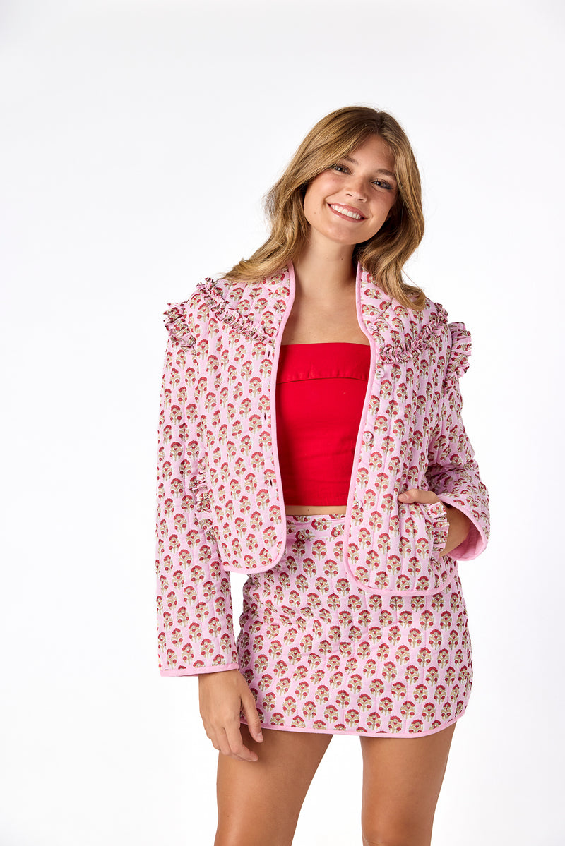 Frances Quilted Skirt Pink