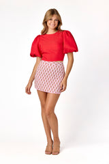 Callie Puff Sleeve Top Red