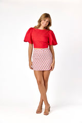 Callie Puff Sleeve Top Red