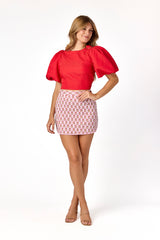 Callie Puff Sleeve Top Red
