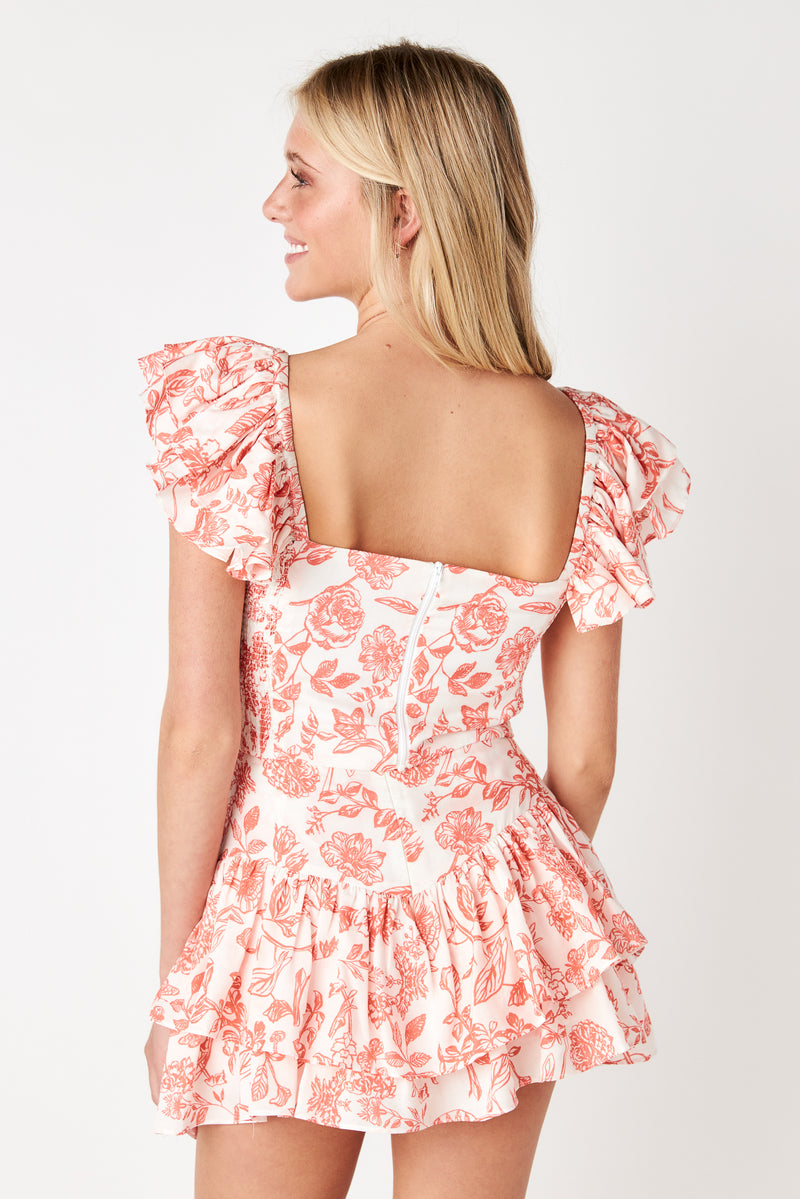 Taylor Layered Skirt Garden Toile Peach - SOLD OUT - PREORDER