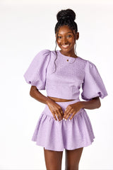 Callie Puff Sleeve Top Lavender