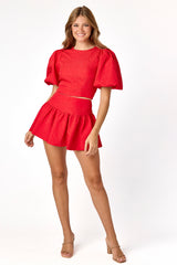 Luna Flounce Skirt Red