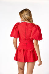 Callie Puff Sleeve Top Red