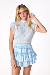 Minnie Mock Neck Blue Lagoon