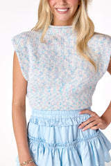 Minnie Mock Neck Blue Lagoon