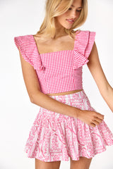Maya Gingham Top Pink
