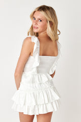 Willow Satin Mini Skirt White