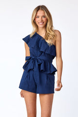Piper Peplum Top Navy