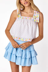 Luca Embroidered Top Floral Pastel