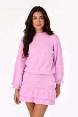 Rylan Braided Knit Skirt Pink Frosting