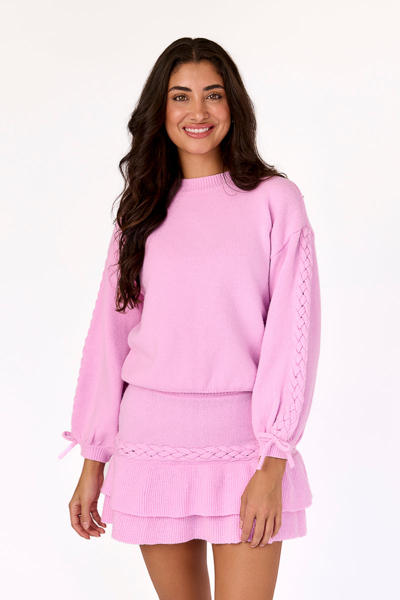 Bennie Braided Sweater Pink Frosting