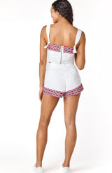 Stella Pleated Shorts Floral Trim