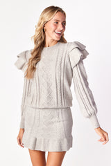 Isabella Ruffle Sweater Dove Gray