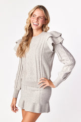 Claude Cable Knit Skirt Dove Gray