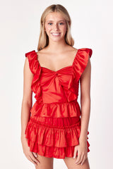 Ophelia Satin Top Red