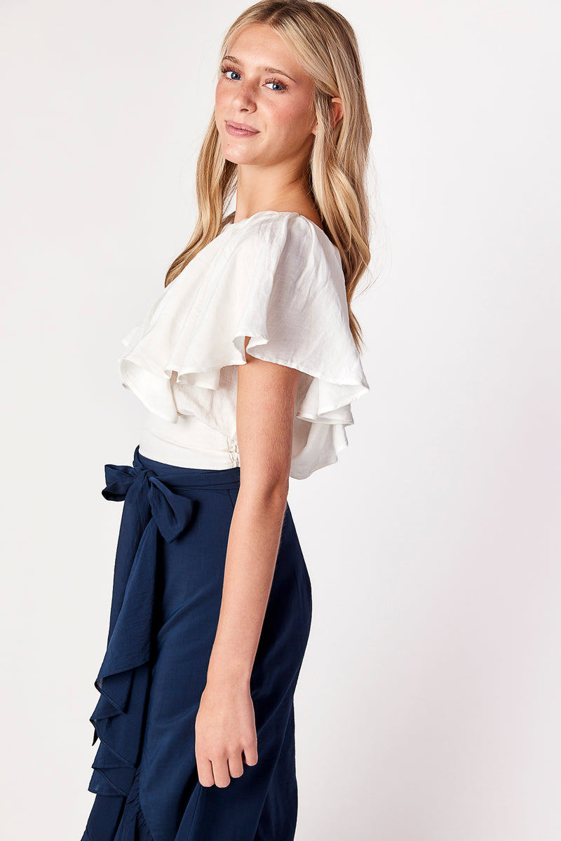 Florence Flounce Top White