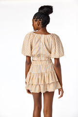 Kylie Mini Skirt Tan Gingham