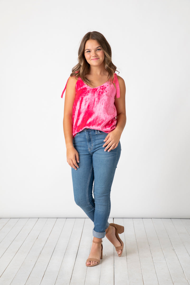 Valley V-Neck Cami Fuchsia Velvet Media 6 of 9