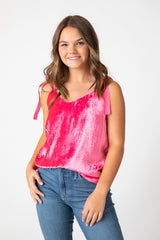 Valley V-Neck Cami Fuchsia Velvet Media 9 of 9