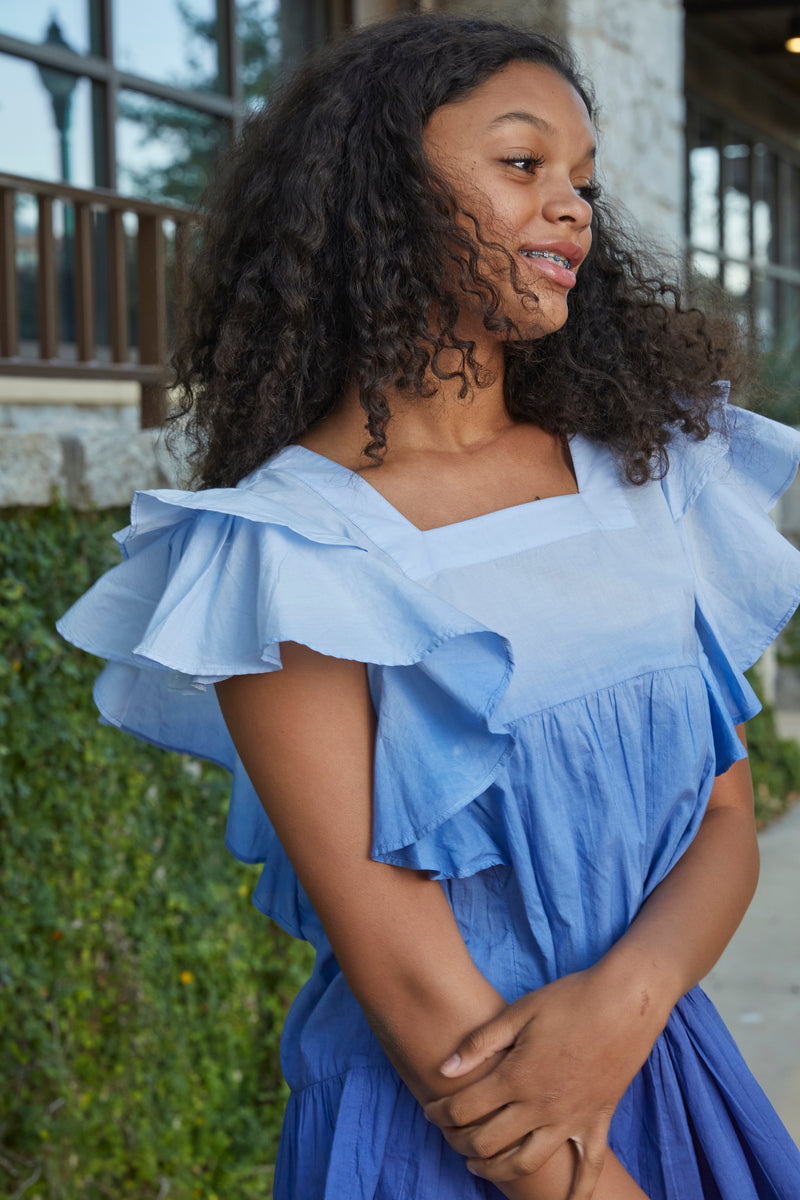 Geo Cascade Dress Blue Dip Dye Media 4 of 5