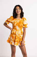 Rosie Ruffle Skirt Orange Tie Dye