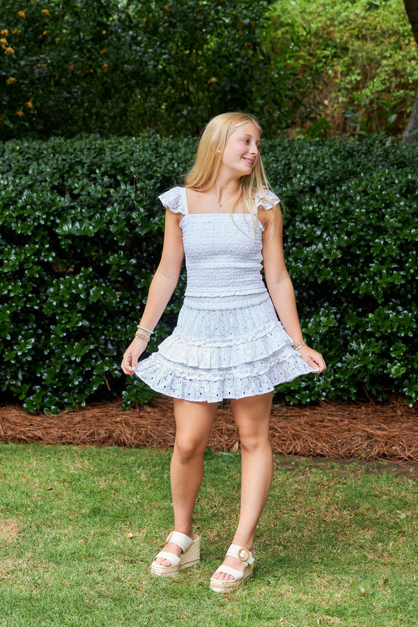Flora Mini Skirt White Eyelet